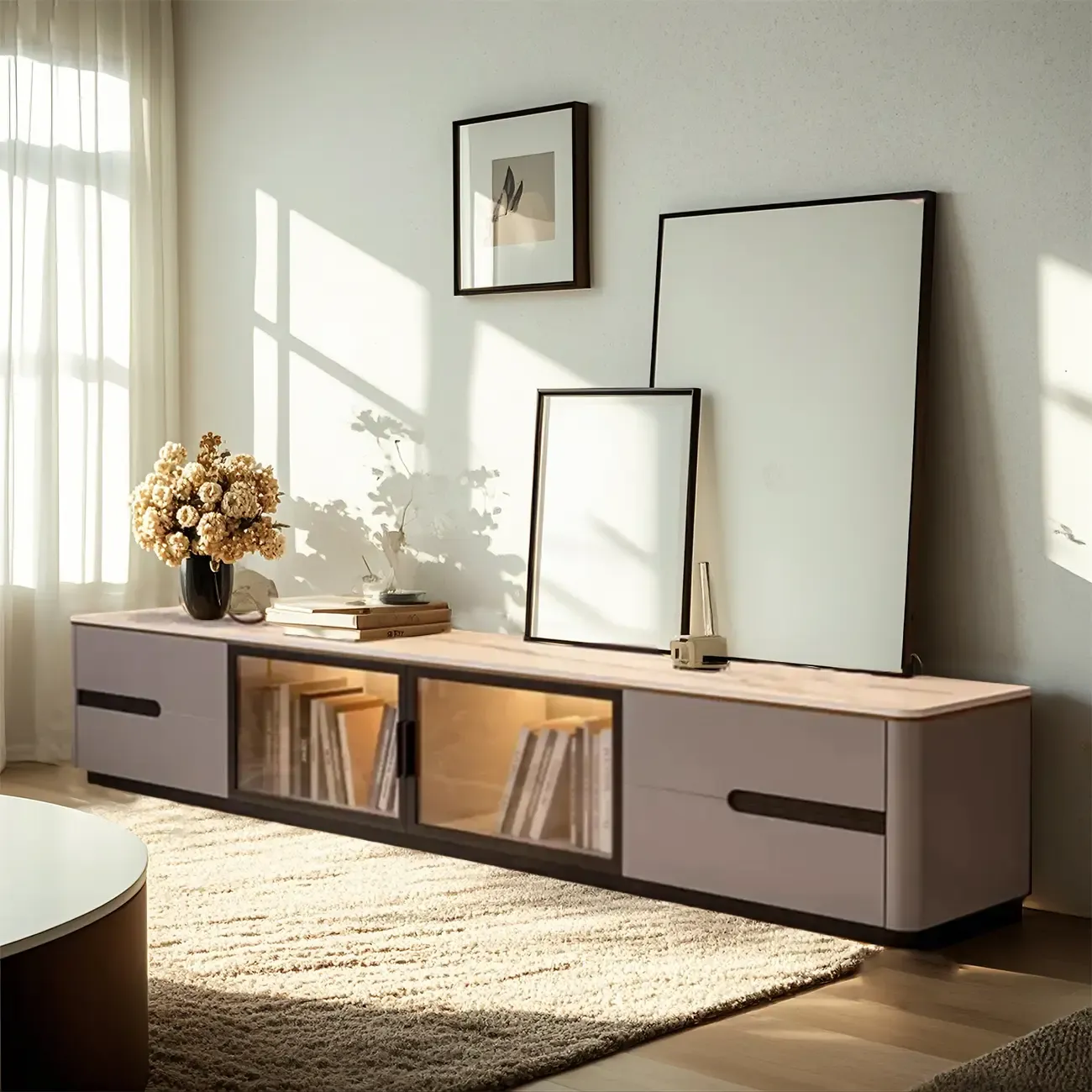 70.9 Grey Stone Multi Drawer TV Stand with Cable Management