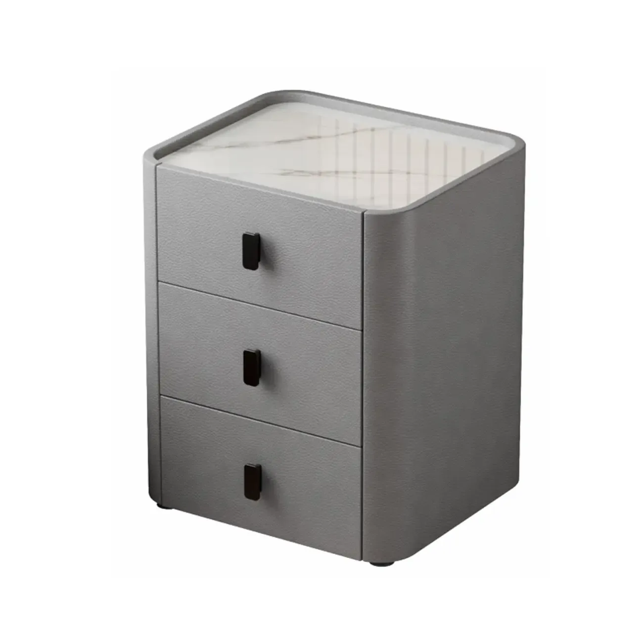 Modern Leather Stone Tray Top 2-Drawer Nightstand
