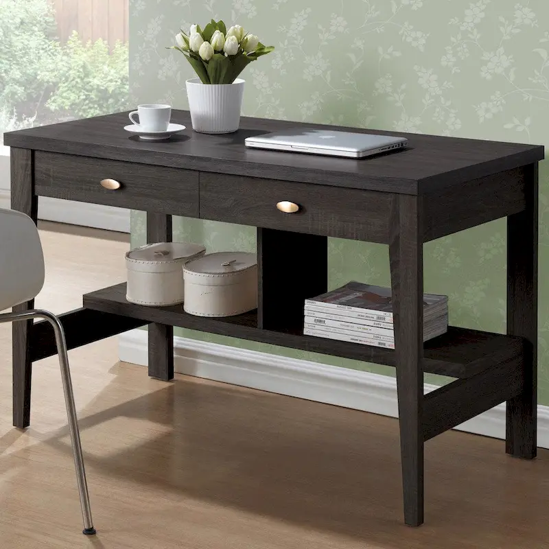 Folio 2-Drawer Small Desk with Shelves