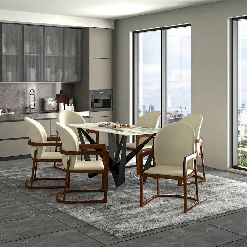 Modern Dining Chair in Upholstered Leather Svelta Series by LeisureMod