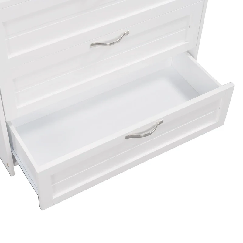 Twin Low Loft Bed with Storage Cabinets, Shelves & Ladder – White / Gray / Espresso, Pine Wood, Single