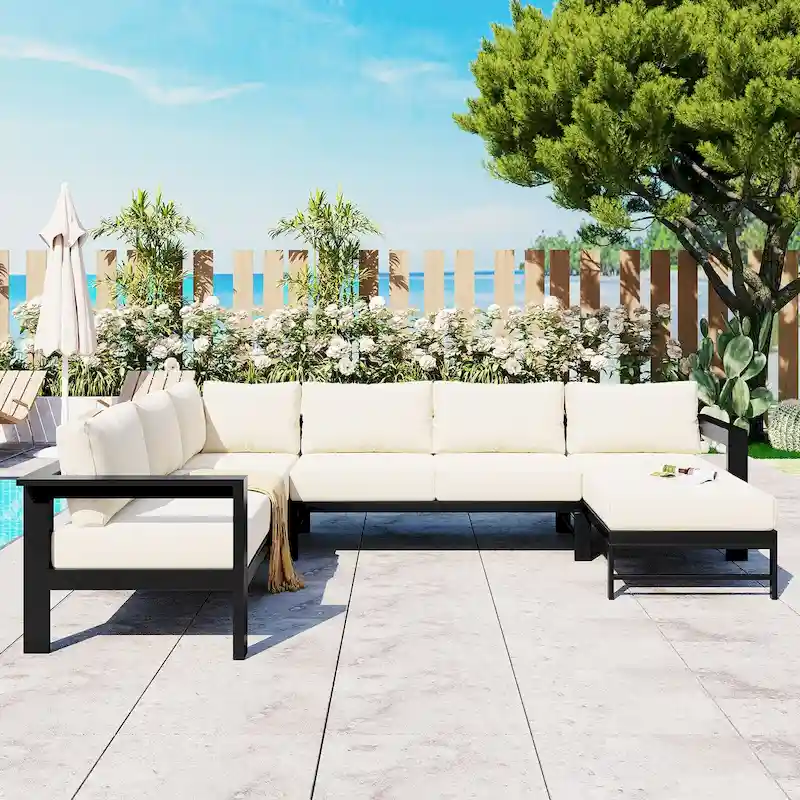 U shaped multi-person outdoor sofa set