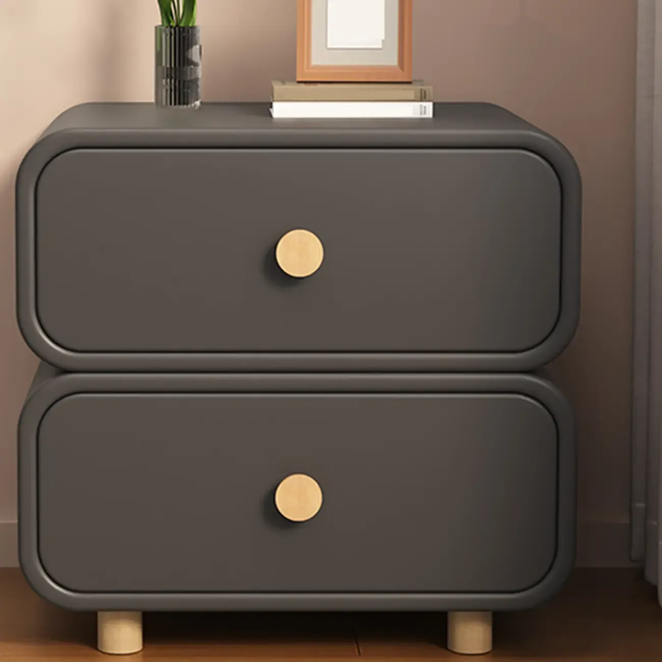 Bedroom Off-White Wooden Two Drawer Nightstand