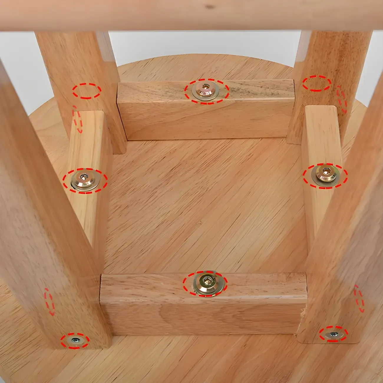 Round Oak Wood Backless Counter Height Bar Stool