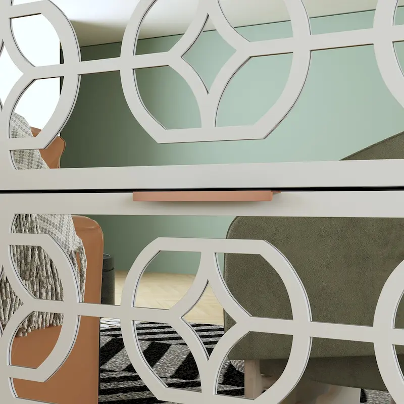 Timechee 28.5H Nightstand Mirrored Bedside Table Lacquered Chest