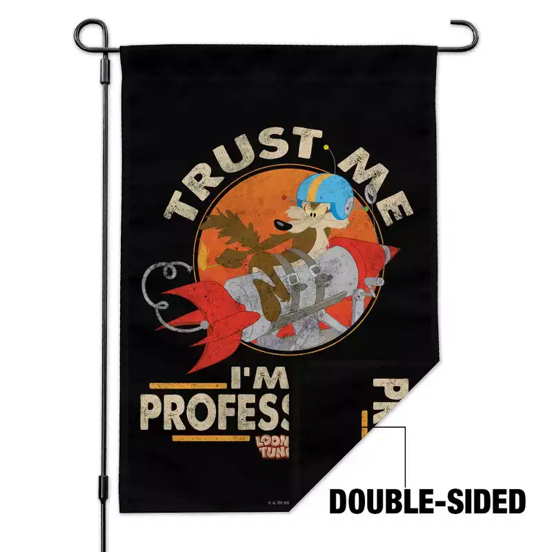 Looney Tunes Wile E Coyote I'm A Professional Garden Yard Flag with Pole Stand Holder