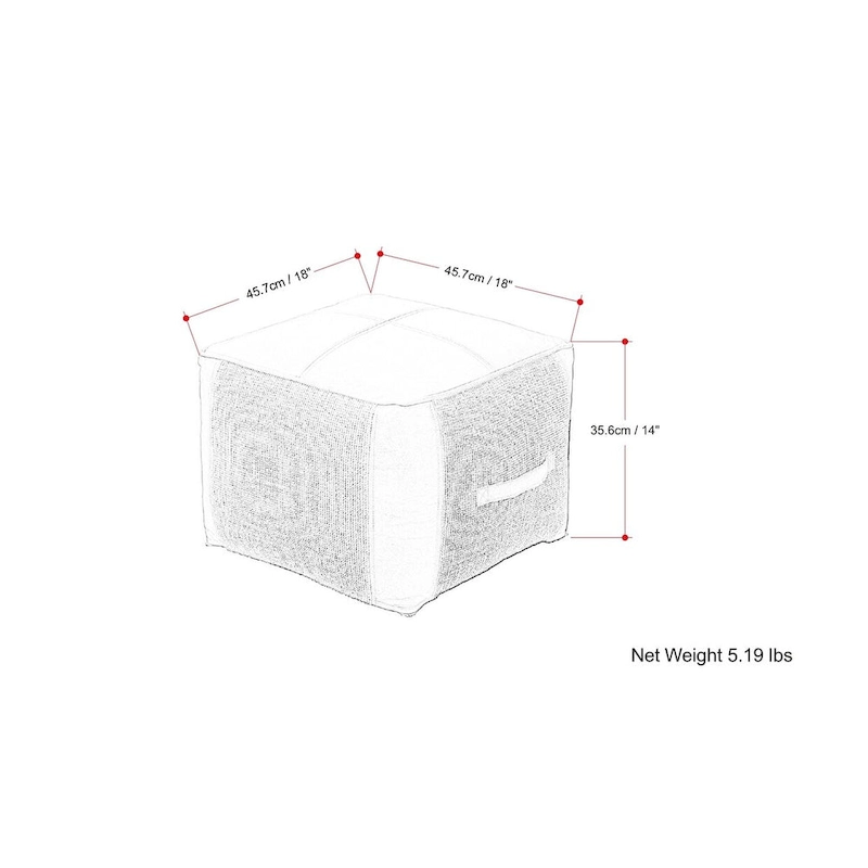 WYNDENHALL Castlebridge Boho Square Pouf in Tan Genuine Leather