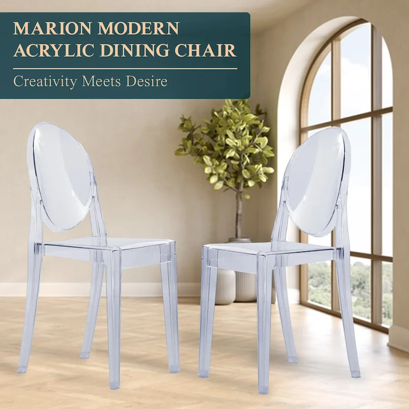 Acrylic Dining Chair Modern Transparent Stackable Side Chair No Assembly