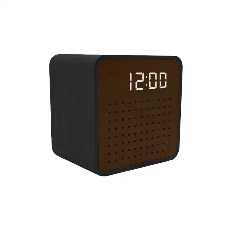 Retro Mini Wooden Bluetooth Speaker with Alarm Clock and Sound Activation