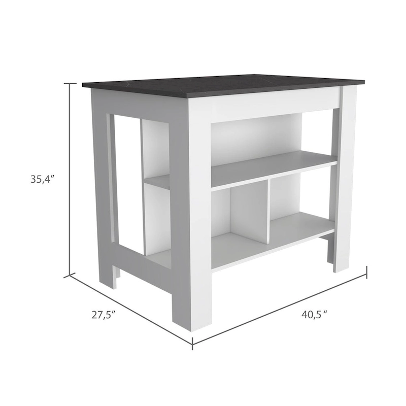 Rockaway 3-Shelf Kitchen Island White and Onix