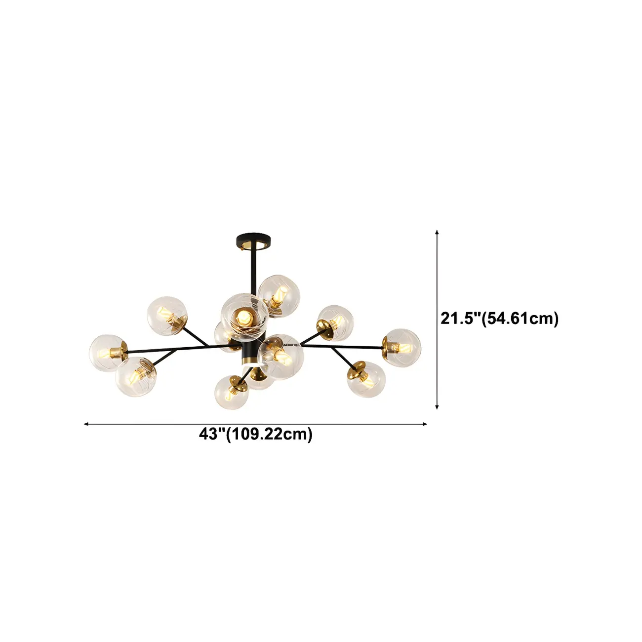 Mid-Century Modern Metal Clear Glass Sphere Sputnik Chandelier