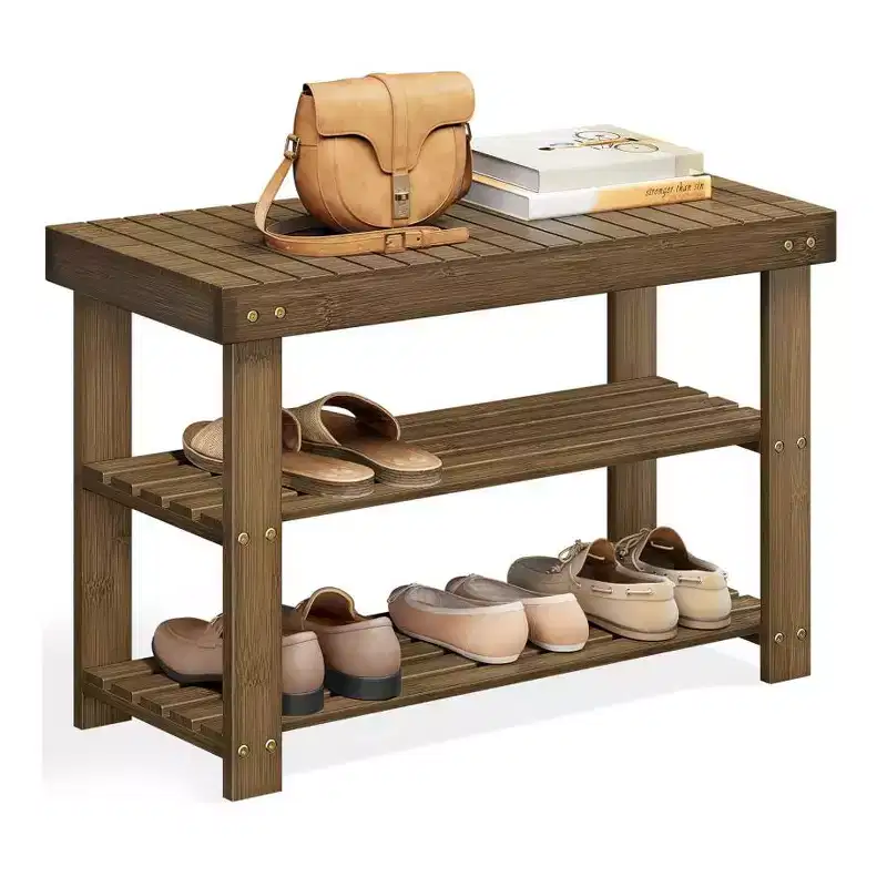 3-Tier Shoe Rack Bench, Bamboo Shoe Storage Organizer with Top Panel, Entryway Bench, Holds Up to 286 lb, 35.4 Inches Wide