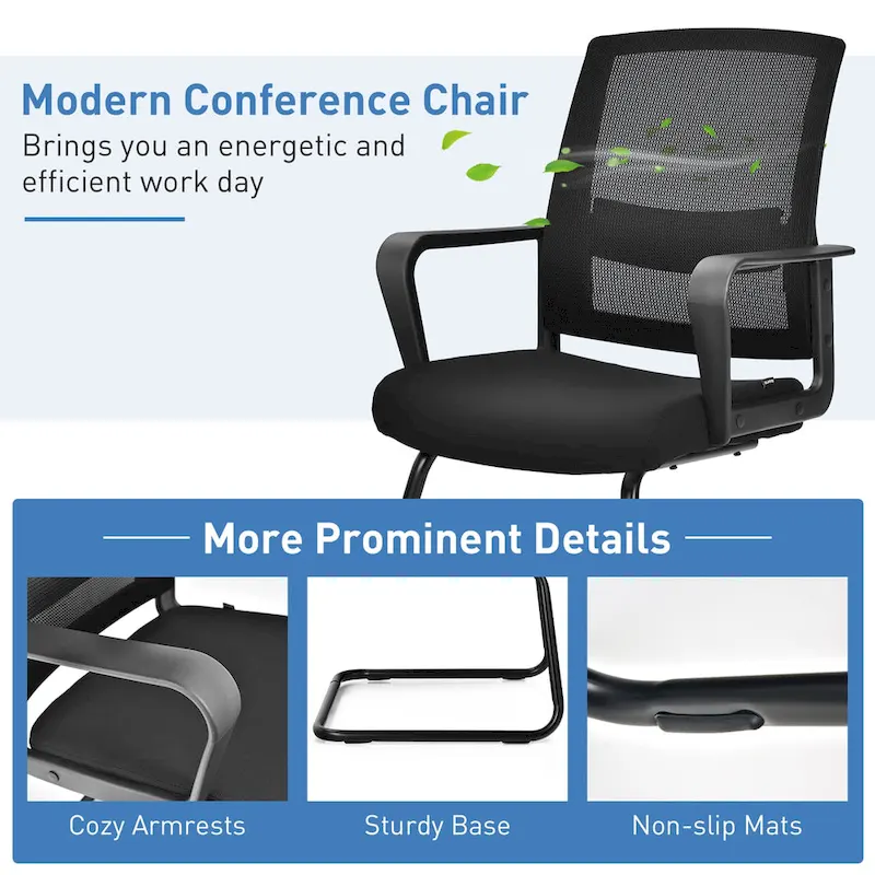 Gymax Set of 12 Conference Chairs Mesh Reception Office Guest Chairs
