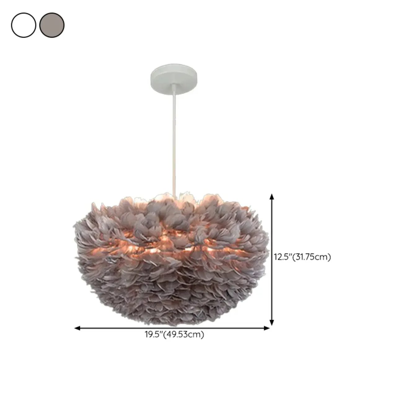 Modern White Feather Pendant Light Height Adjustable