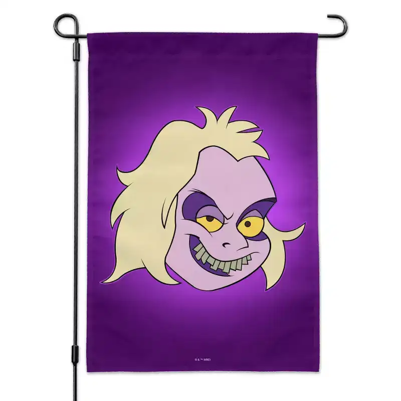 Beetlejuice Animated Series Evil Grin Garden Yard Flag with Pole Stand Holder