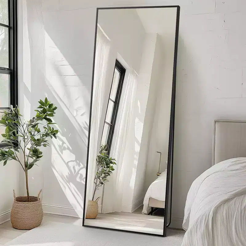 Bestier Full Length Mirror with Stand, 71 Floor Mirror with Aluminum Alloy Frame, Free Standing or Wall-Mounted Full Body Mirrors for Living Room