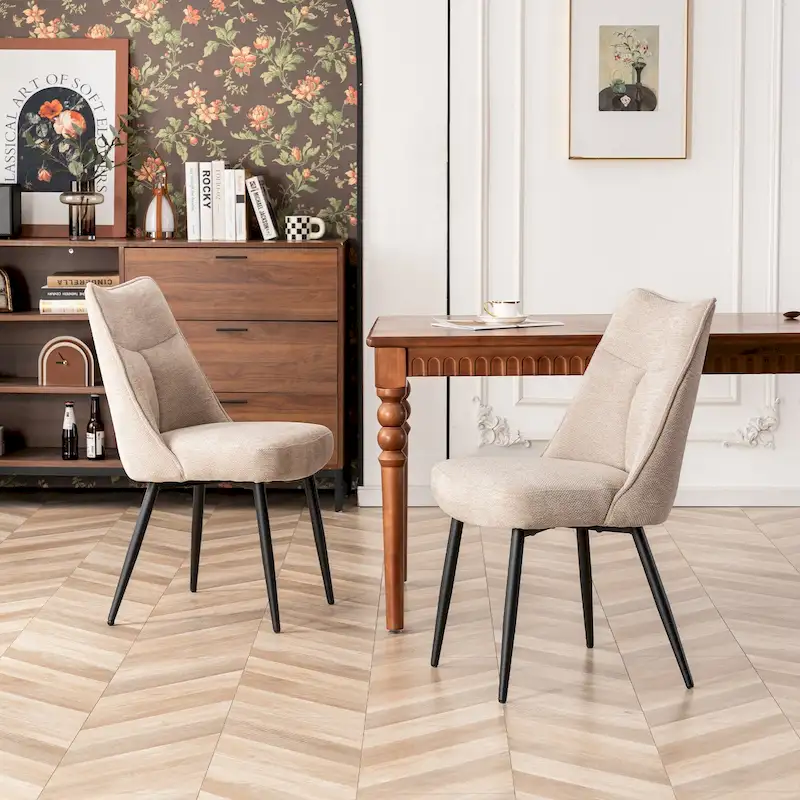 Modern Upholstered Fabric Kitchen & Dining Room Chairs Set of 2