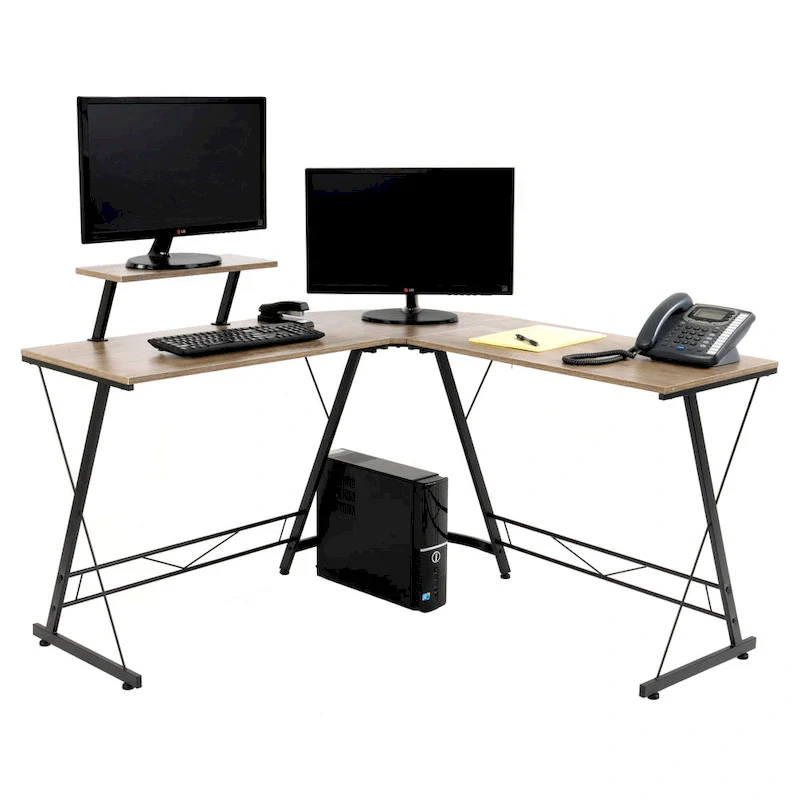 Home & Office Workcenter Desk – Sewn Oak Finish with Storage