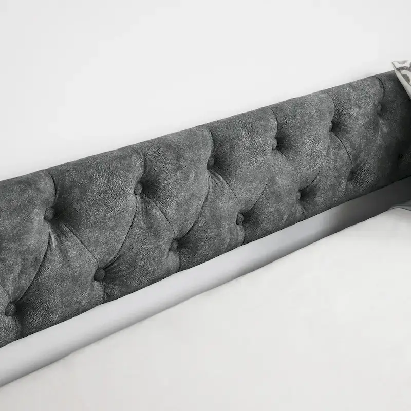 Upholstered Daybed Frame with Trundle & Tufted Backrest