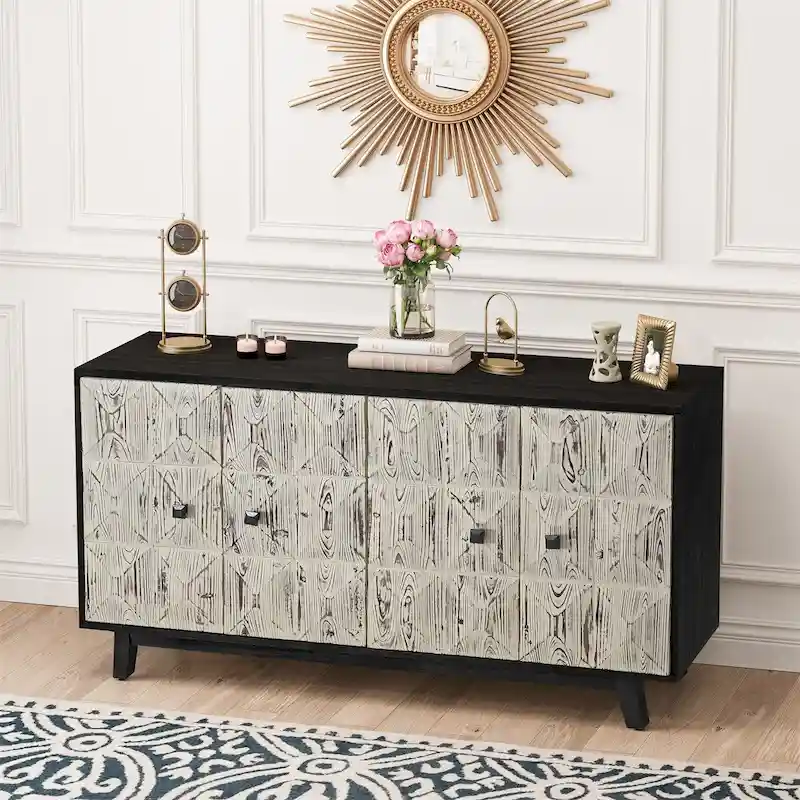 59.844 Doors Vintage Sideboard,Freestanding Sideboard Storage Cabinet