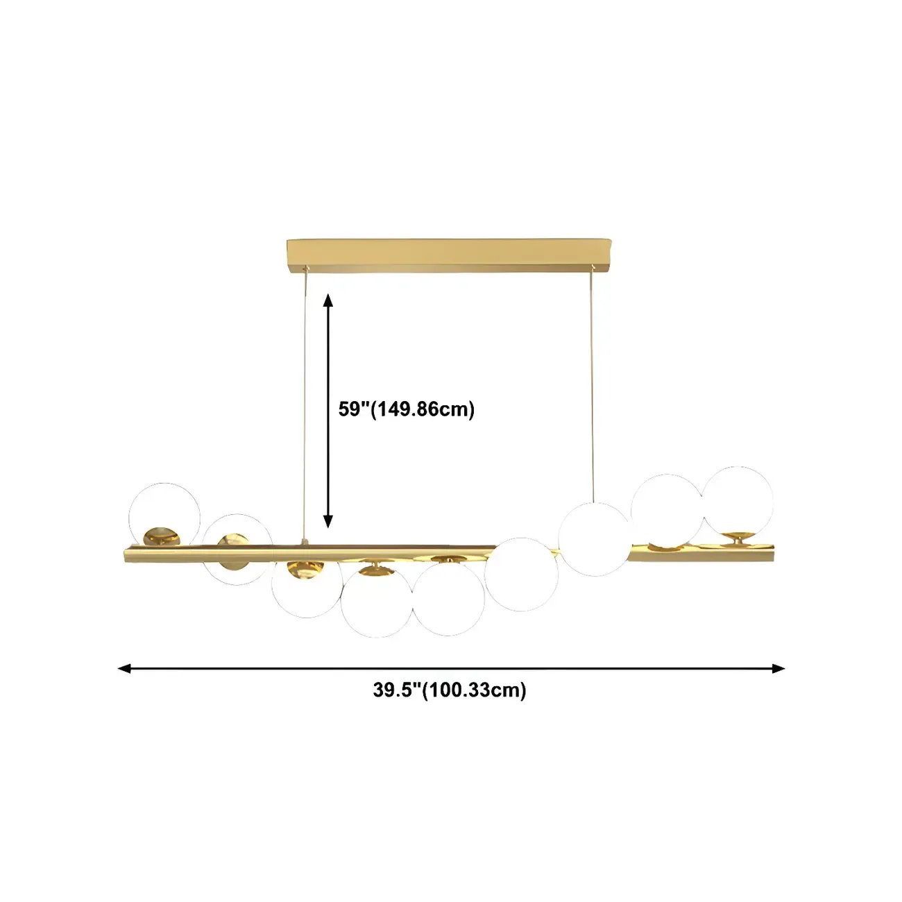 Sleek Modern Gold Glass Globe Island Chandelier