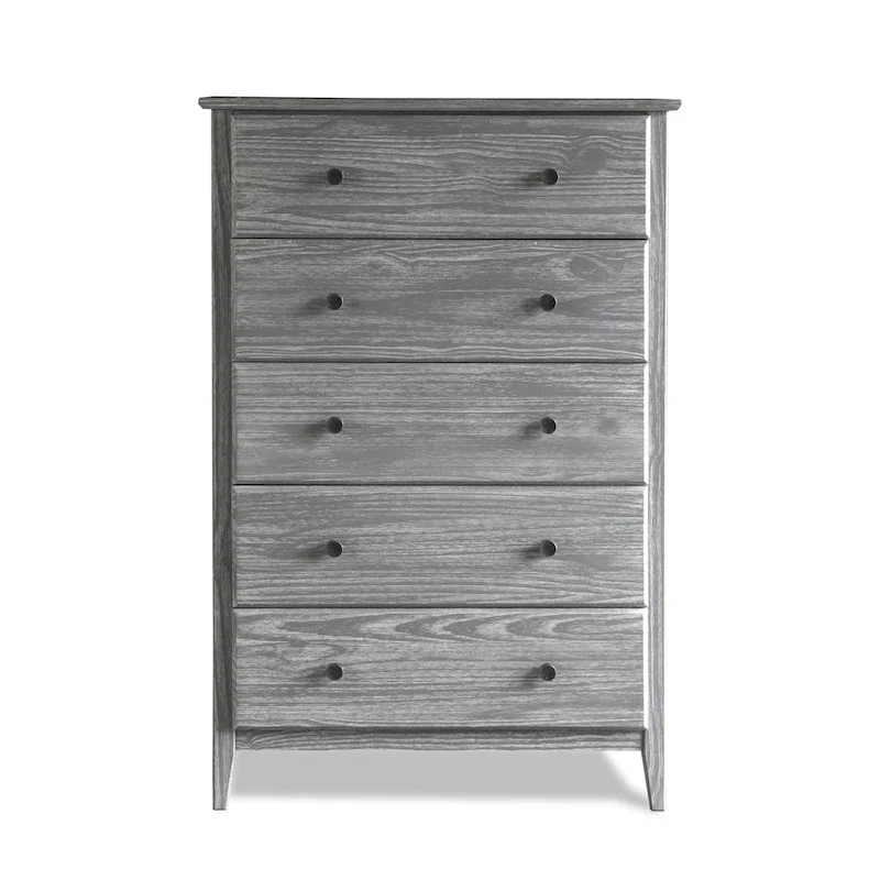 Coastal Solid Pine 5-Drawer Chest – Eco-Friendly, Smooth Metal Glides