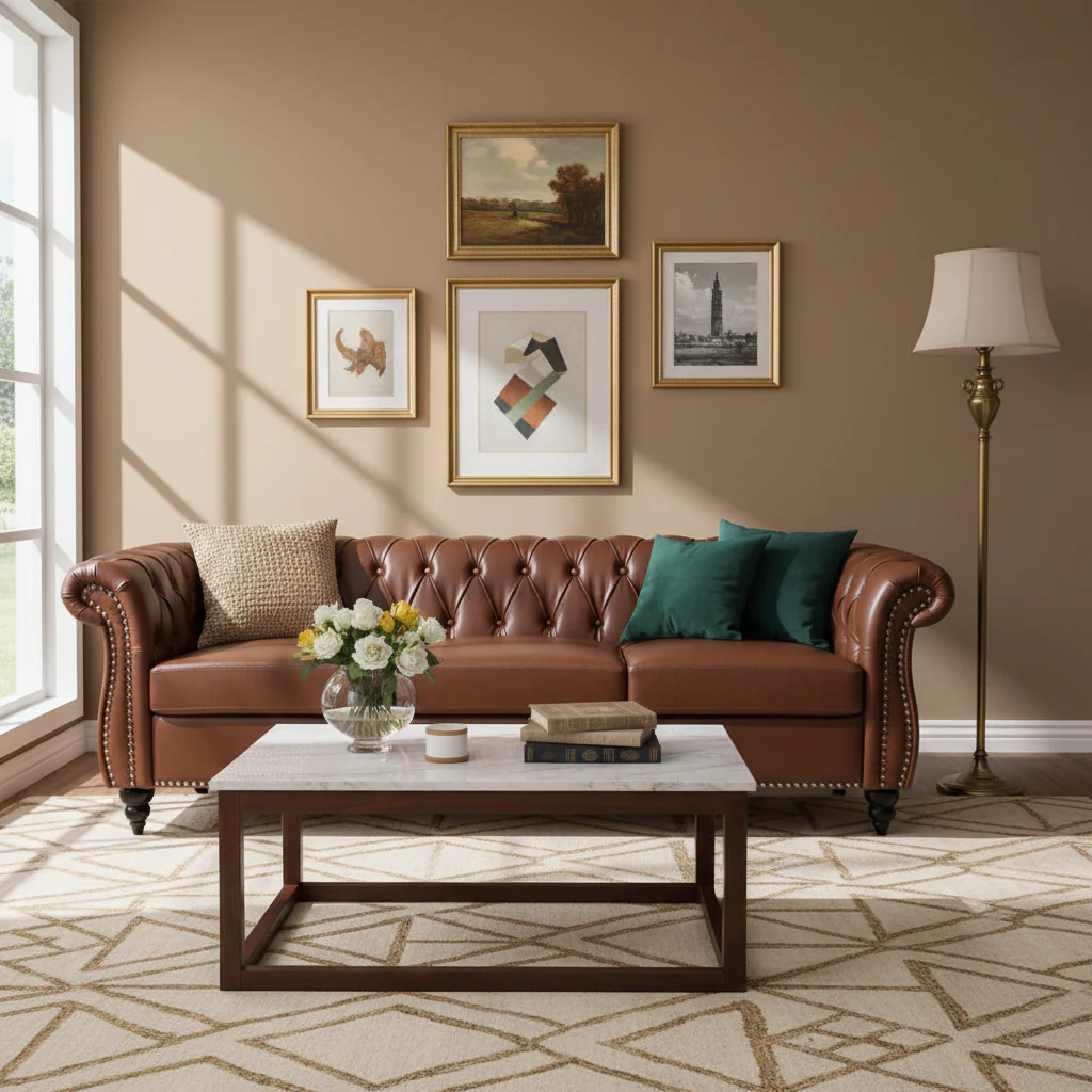 Classic and elegant 84.65-inch PU leather upholstery - sturdy birch legs, soft padding.