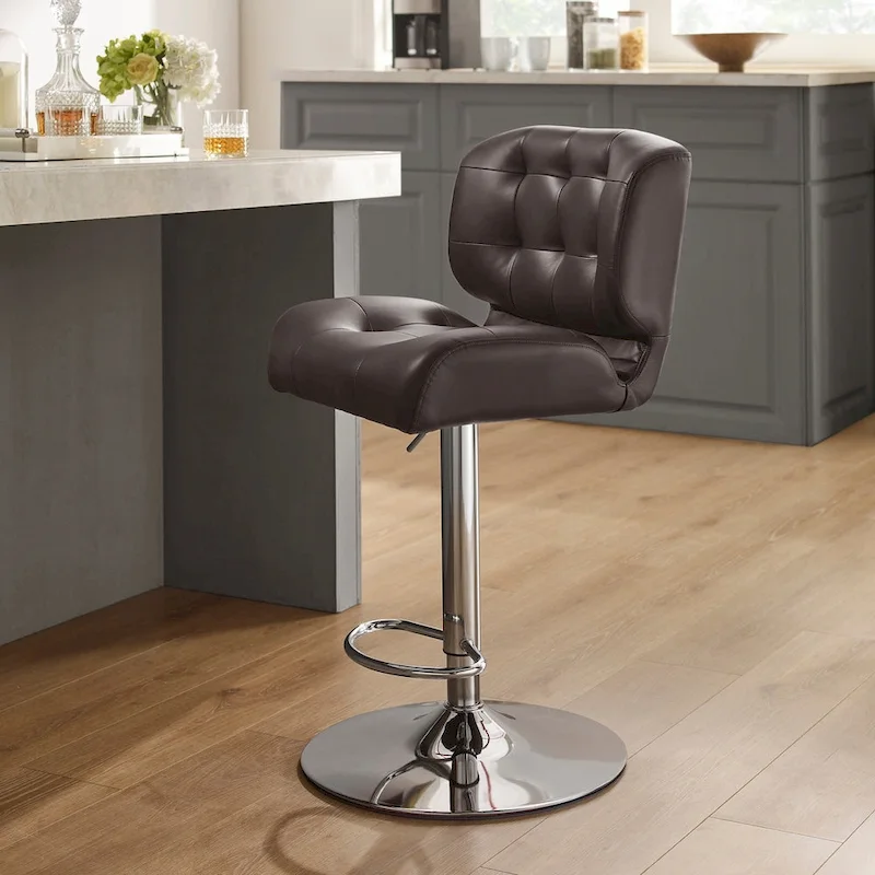Reilly Adjustable Faux Leather Barstool