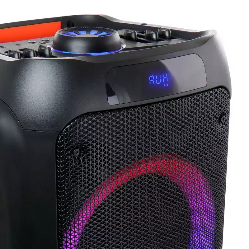 beFree Sound Dual 8 Inch Bluetooth Wireless Portable Party Speaker with Reactive Lights
