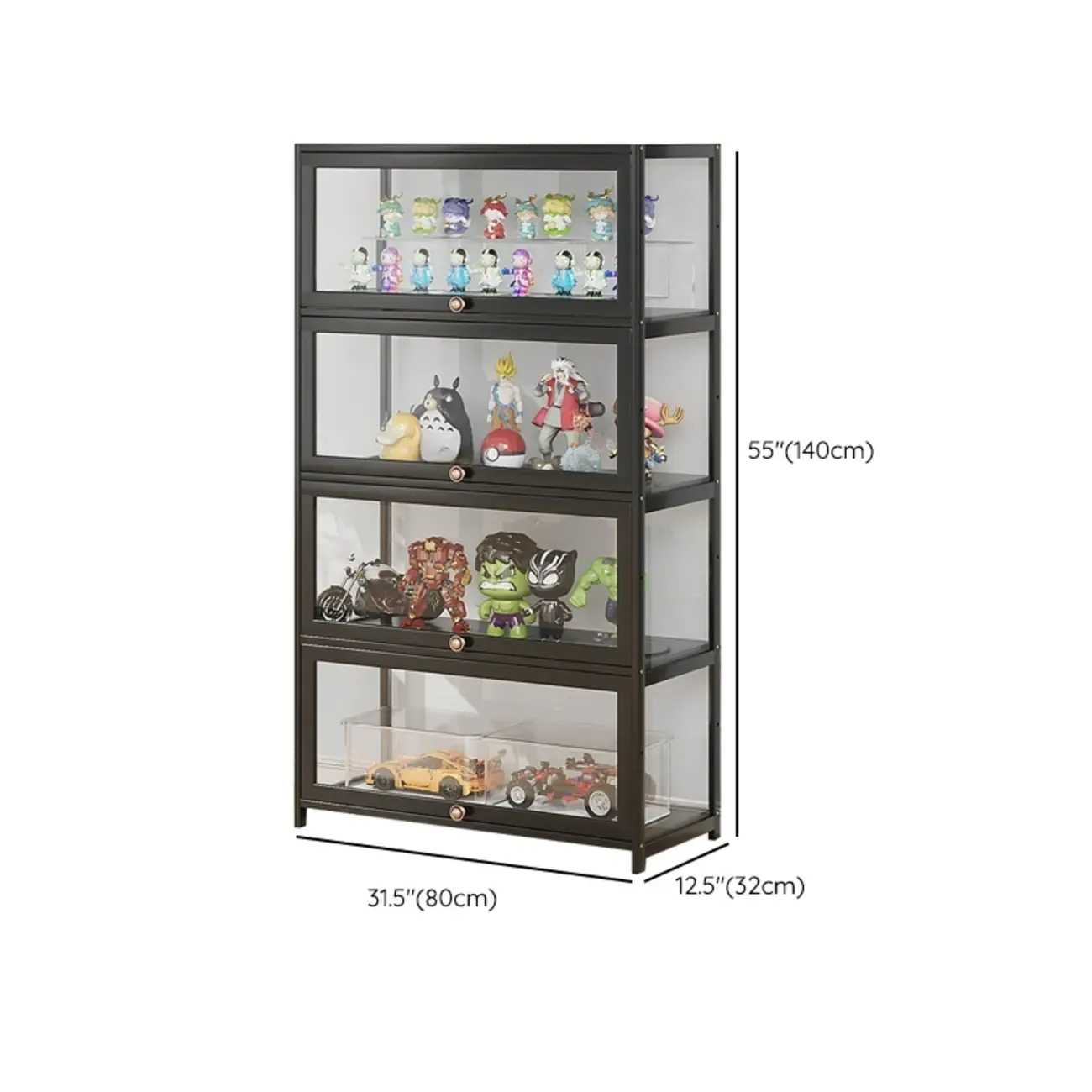 Simple Flip-up Black Clear Glass Cabinet