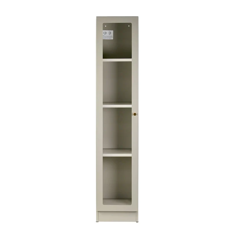Avila 59-Inch Grey Metal Cabinet with Clear Door