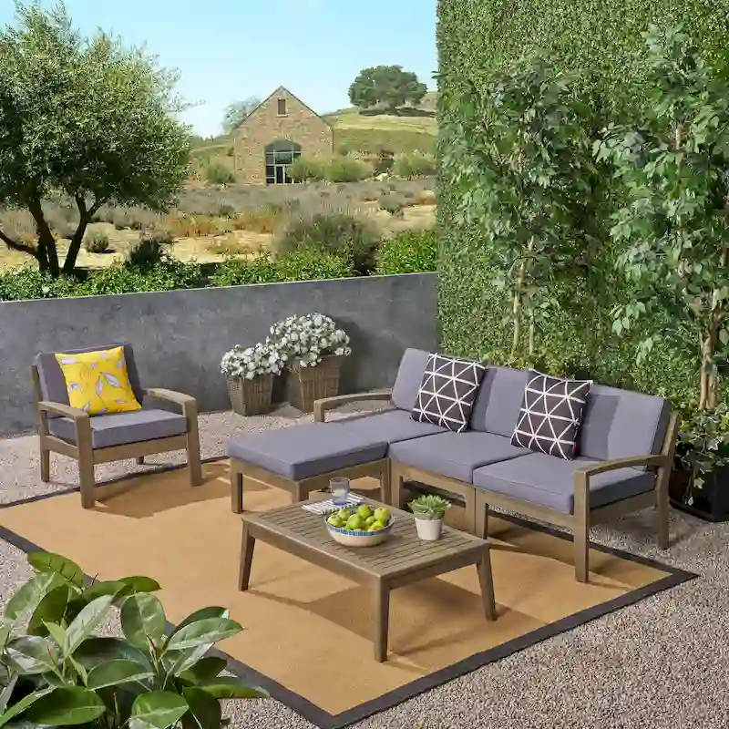 Grenada Outdoor 4-seat Acacia Sectional Sofa Set by Christopher Knight Home
