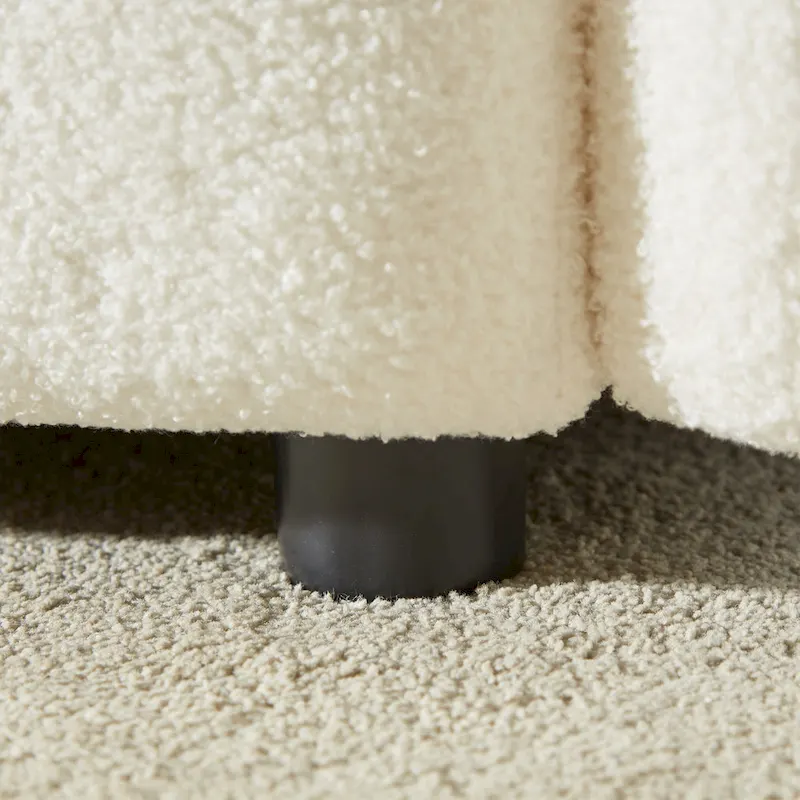 Beige 39.7 Teddy Fabric Lounge Chair with Plastic Legs