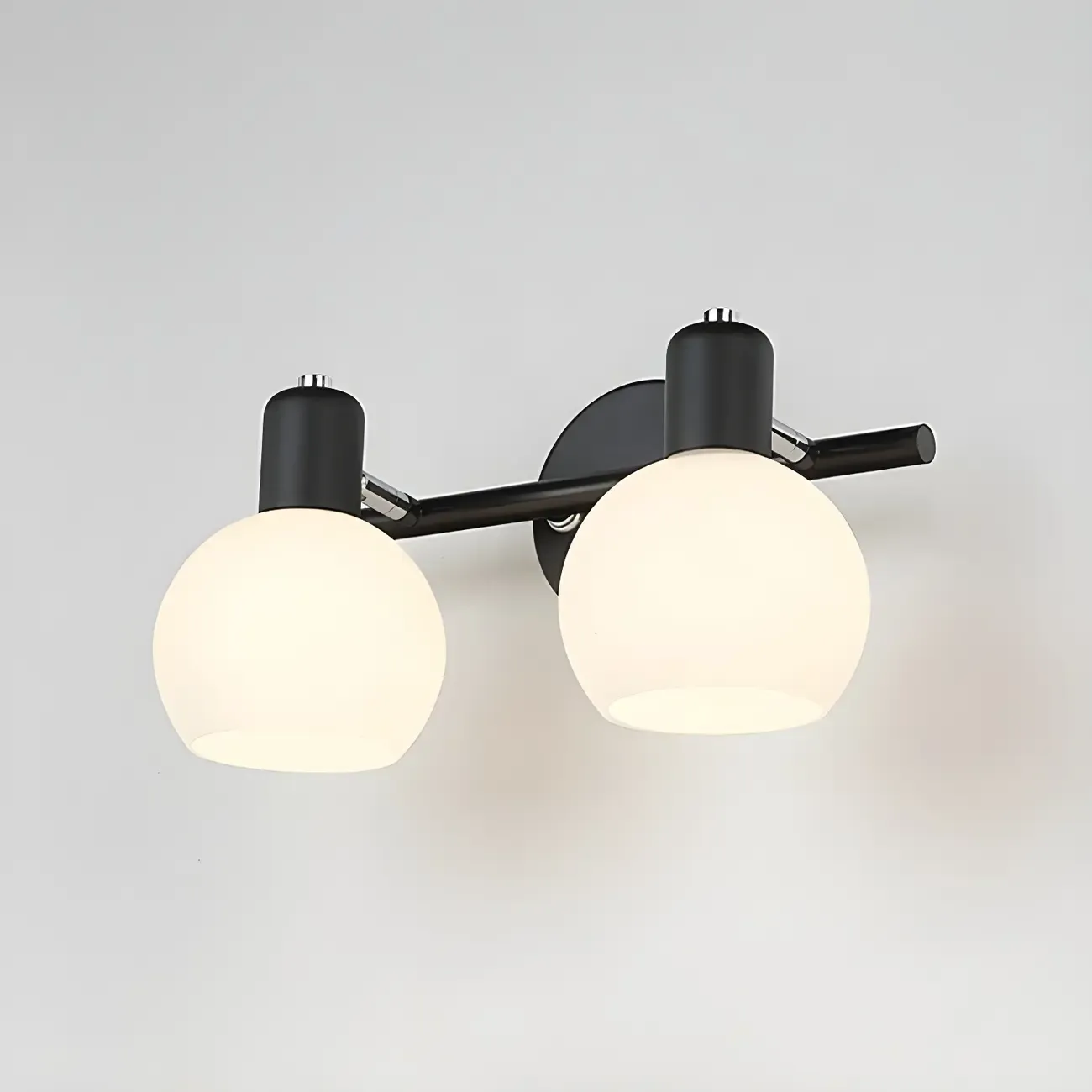 Modern 3 Heads Black Vanity Lights with White Glass Shade