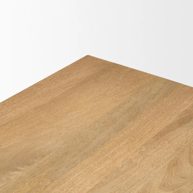 Tarro 84  Rectangular Light Brown Wood w/ Geometrical Base Dining Table - 84.0L x 42.0W x 30.0H