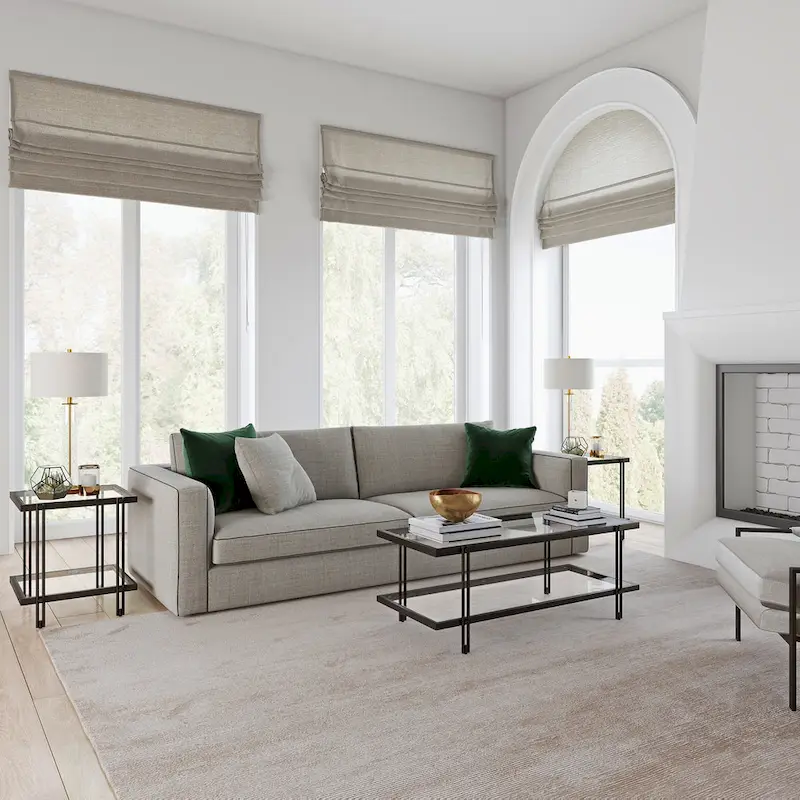 Brass / Blackened Bronze / Brass Walnut Geometric Steel & Glass Side Table – Single