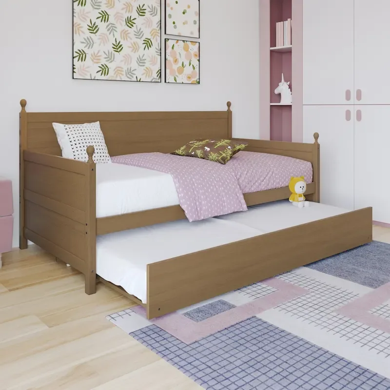CraftPorch Mid-Century Modern Wooden Twin Size Daybed With Trundle