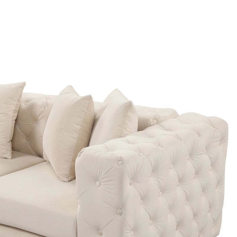 Large L-Shaped Modular Sofa, 5-Seat Velvet Sectional Couch