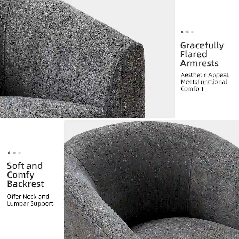 Cuenca Modern Upholstered Barrel Chair with Swivel Base Set of 2