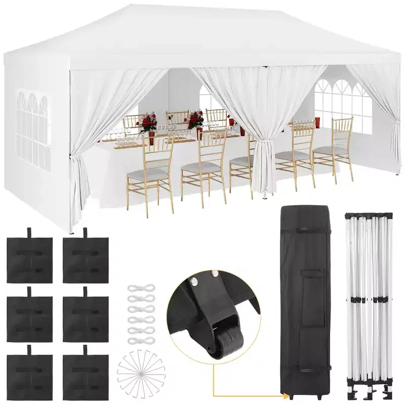 COZONY Pop Up Canopy with 6 Sidewalls, Waterproof Outdoor Event Shelter UPF 50+ Portable Tent for Beach Wedding Camping Commercial