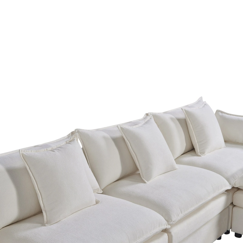 White 142.52 U-Shaped 6-Seater Sectional Sofa