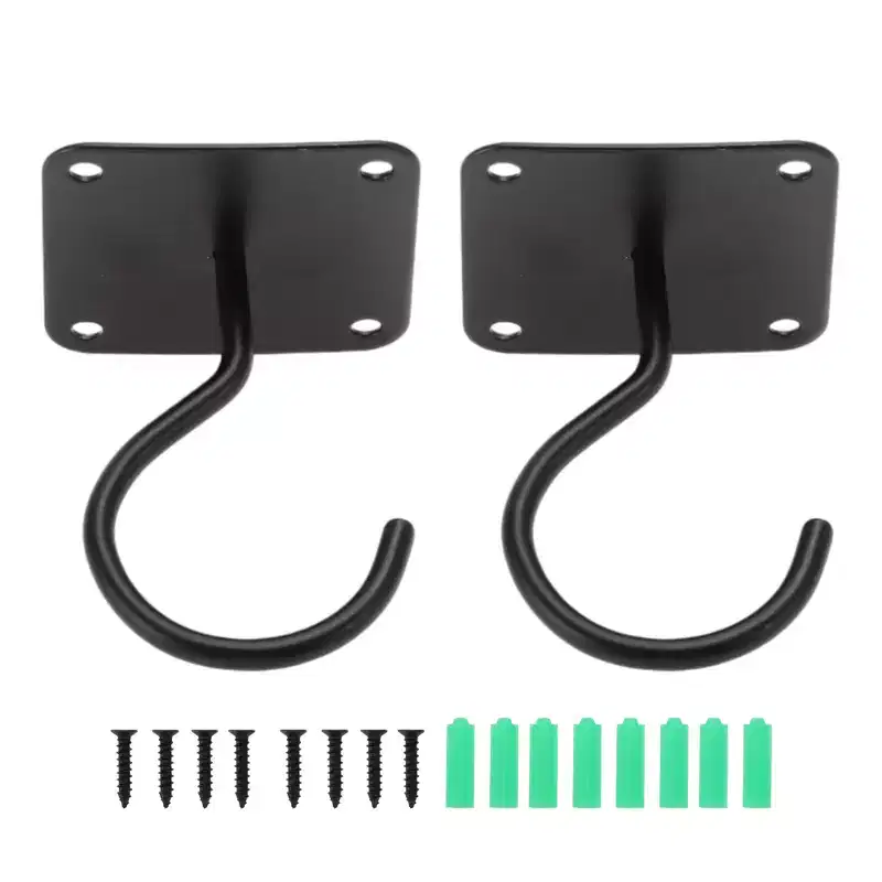 Unique Bargains Plant Hanger with Screws 3.2inch Black 2pcs