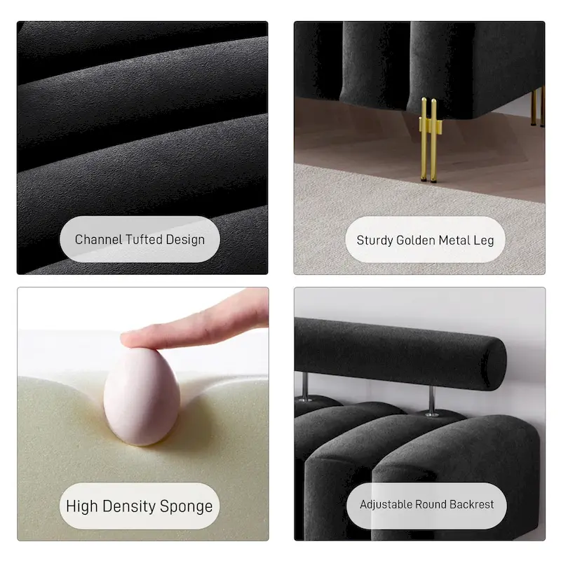 Ouyessir 52.2 Modern Channel Tufted Window Bench with Adjustable Back