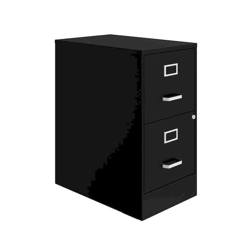 22 Deep 2-Drawer Metal File Cabinet, Black