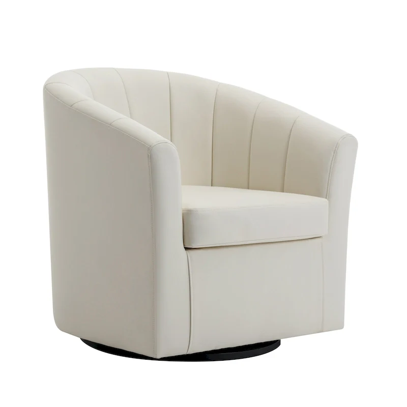 Swivel Barrel Accent Chair - Faux Leather Single Seat