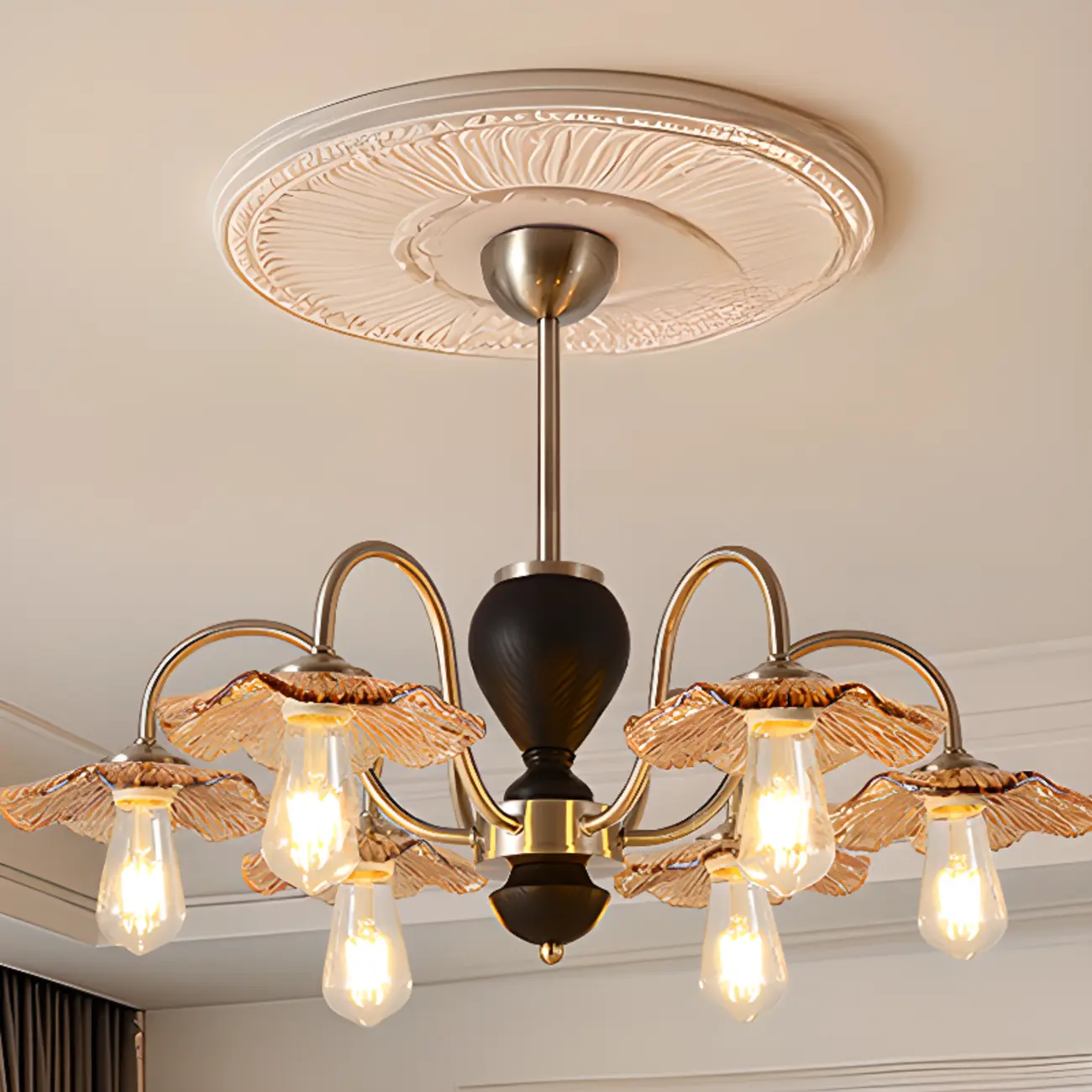 Geometric Large Downrods Chandelier for Dining Room in 6/8 Light