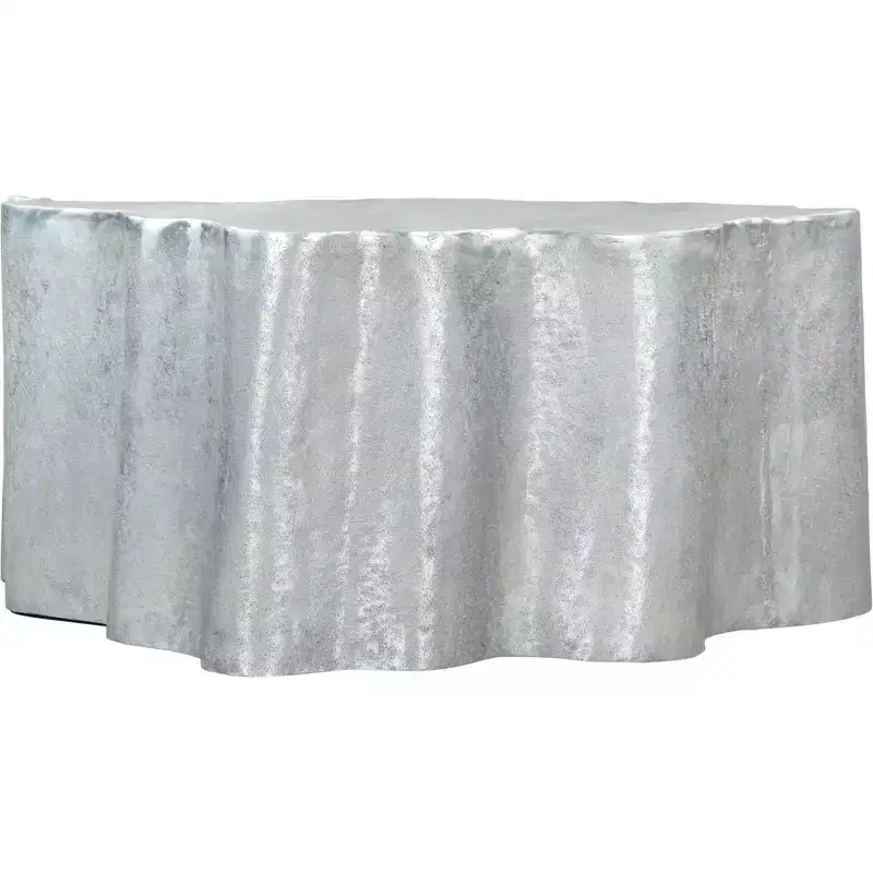 Forest Grove Coffee Table Aluminum Antique Silver - ZM Home: Modern Bohemian Irregular Pedestal, Living Room Decor