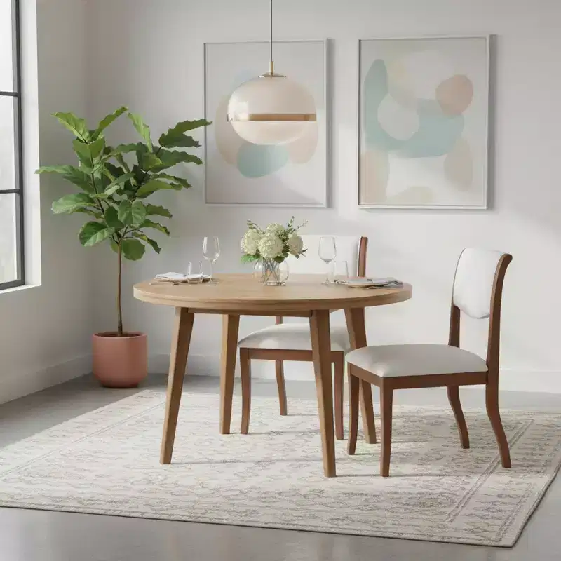 Homy Casa Set of 2 Upholstered Dining Chairs with Curved Backrest and Wooden Frame, White