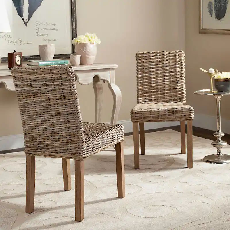 Unfinished Natural Wicker Dining Chair (Set of 2) - 19 x 22.5 x 34.5 - 19W x 23D x 35H