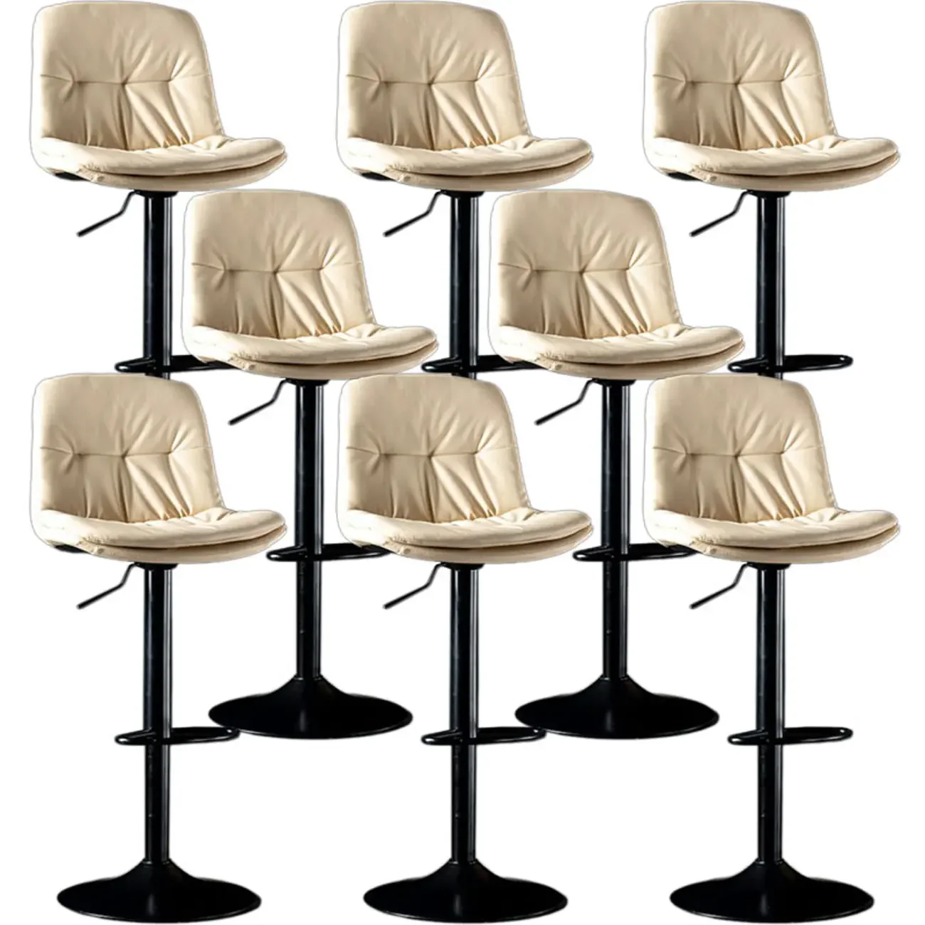 Adjustable Leather Low Back Swivel Bar Stool